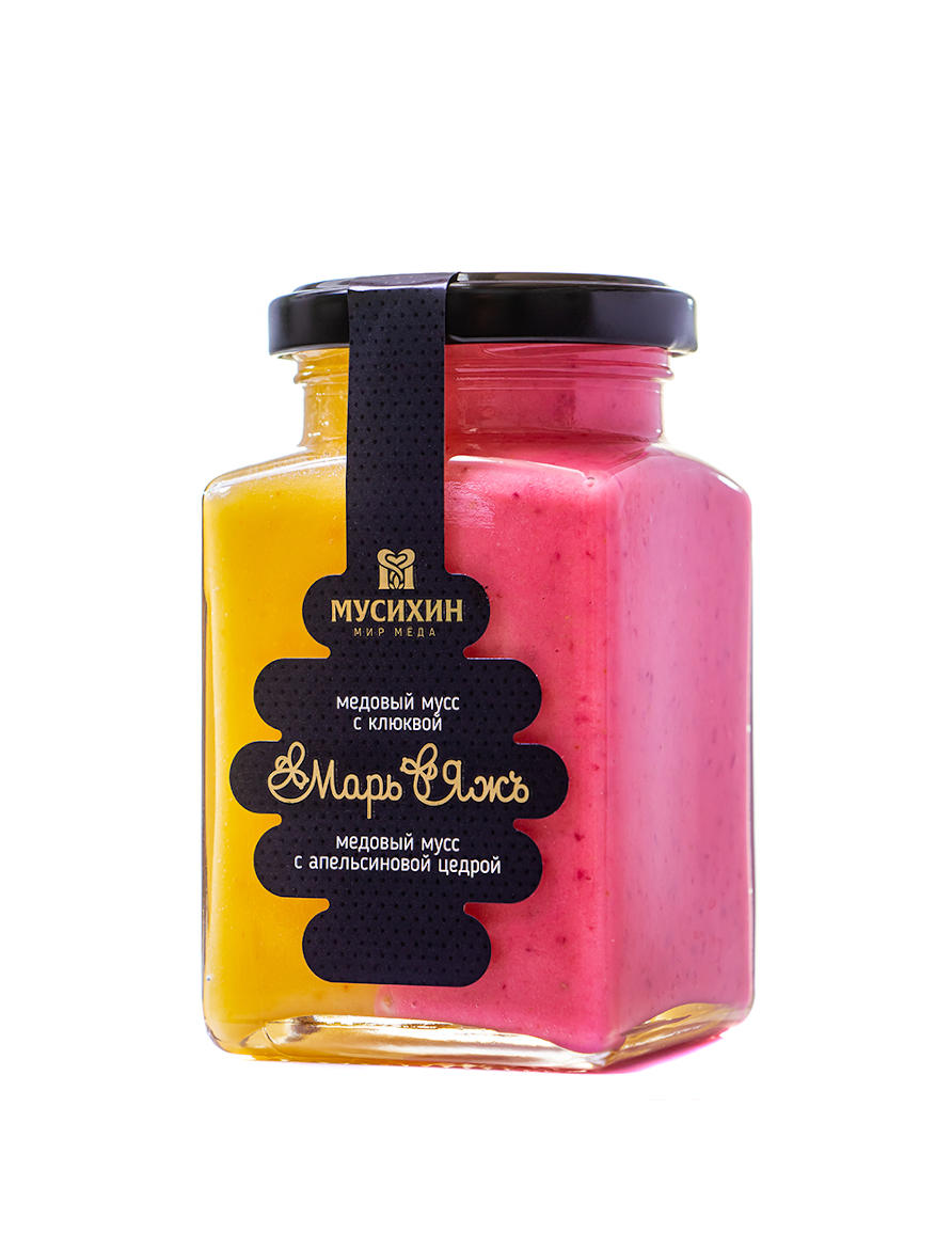 Взбитый мёд "Для двоих" с клюквой/апельсиновой цедрой