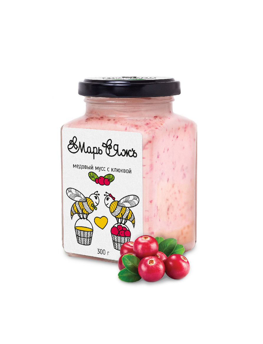 Медовый мусс (взбитый мёд) с клюквой