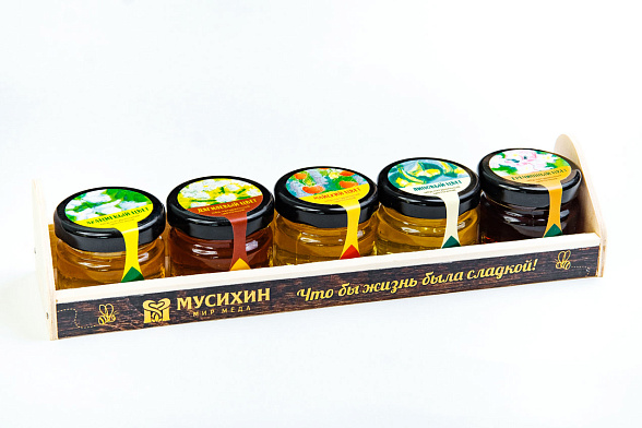 Подарочный набор мёда 5 вкусов Медовая палитра