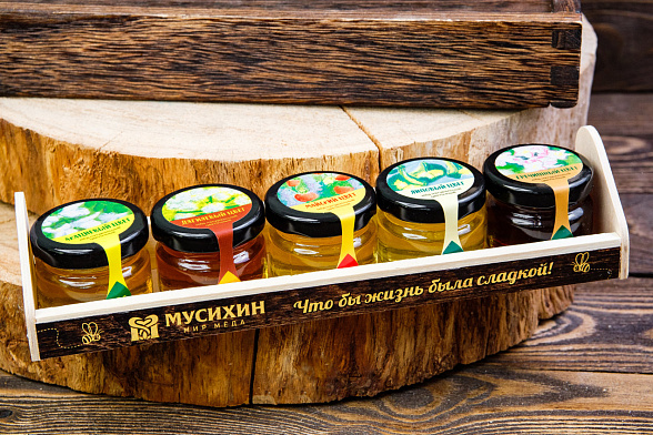 Подарочный набор мёда 5 вкусов Медовая палитра
